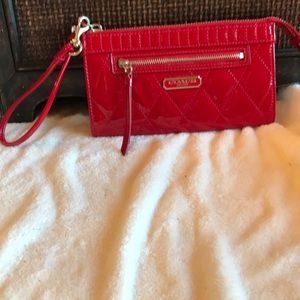 Coach red patent wristlet